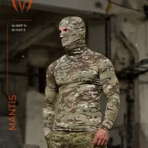 Тактичний лонгслів з балаклавою MANTIS Phantom LS Combat Shirt - Multicam для військовослужбовців під бронижеоет