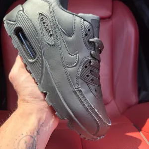 (БЕЗ ПЕРЕДОПЛАТИ) Nike Air Max 90 Black найк аїр макс 90 повністю чорні кросівки сітка