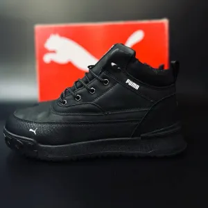 Зима !! Чоловічі ботінки пума Чорні черевики зимні Puma на зиму Шкіряні зимові боти пума Дуже теплі та зручні Не промокаючі чоботи