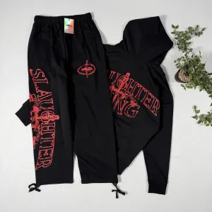 Костюм Corteiz Slaughter Gang S-XL штани та худі кортез зіпка слотер генг червоний принт дрілл drill y2k cortez худи зипка