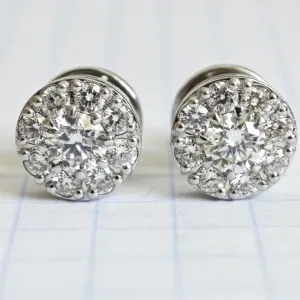 Золоті сережки, з діамантами 0.96ct, 750 проба.