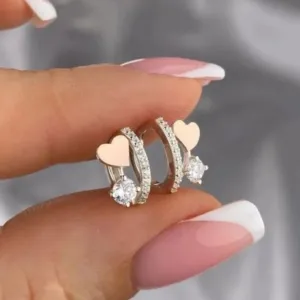 Сережки дитячі Серебро Золото пластина сердечки серця детские серьги дитячий ювелірні прикраси срібні вироби срібло 925 проба кульчики срібні золото