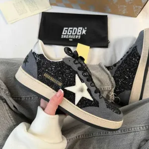 Женские кроссовки Golden Goose Black Grey Sparkles / Голден Чуз черные серые  36 37 38 39 40