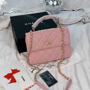 Chanel Coco Handle Pink with Gold Hardware / женская сумочка Шанель