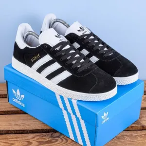 (2241) Акція! Кросівки кеди Adidas Gazelle чорні з білим (36-46) адідас