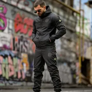 Осінь - зима костюм Stone Island grot 4 / чорний Softshell чоловічий костюм зима осінь на флісовій підкладці теплий / софтшел Stone Island чорний