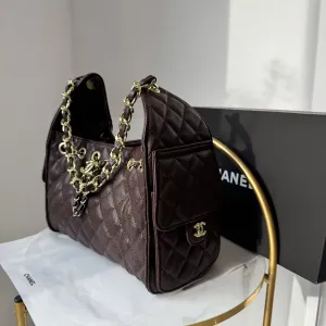 Chanel hobo lux 25 шоколад люкс якість пакування, живі фото,відео