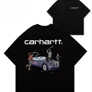 Футболки Carhartt Logo унисекс кархарт черная белая тишка шорты