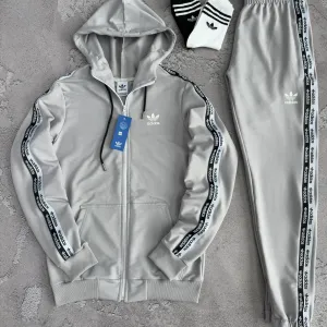 Чоловічий спортивний костюм адідас сірий/чорний Adidas [S,M,L,XL,XXL] + шкарпетки в подарунок!