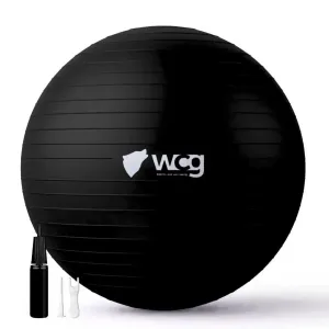 М’яч для фітнесу WCG Balance Pro 85 см Anti-Burst до 500 кг з насосом, фітбол для йоги, пілатесу та вагітних, чорний