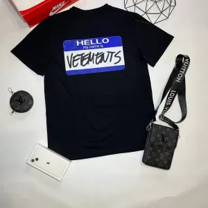 Футболки Vetements HELLO Logo унисекс  / Ветементс / Ветмо/Вітмо/ Ветементс/чорна/ хелов/ ВІТМО