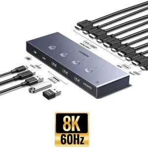 Переключатель на 4 компьютера HDMI 2.1 Ugreen 8k 60hz 4k 120hz KVM