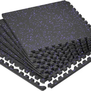 Мат-пазли DualMat 60×60×2 см (чорний/фіолетові вкраплення) — комплект 6 шт