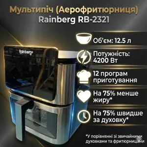 Мощный Аэрогриль фритюрница 12.5л Rainberg RB-2321 4200Вт|2 ТЭНа|новый