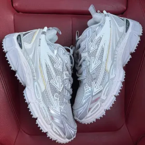 (БЕЗ ПЕРЕДОПЛАТИ) Off-White "Be Right Back" Grey White офф вайт бі райт бек сіро-білі сітчасті кросівки з фірмовою стрілкою та масивною підошвою