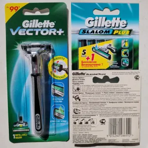Бритва (станок) Gillette Vector Plus / Касети леза Slalom Plus 6 шт - 100% оригінал