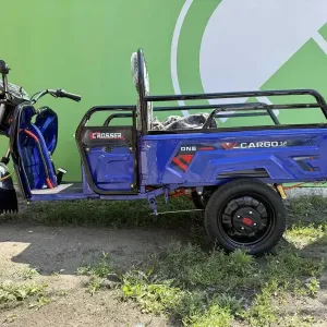 Електро трицикл Crosser Cargo 12 60V/1000W 2026 Синій Електротрайк 3 колісний скутер з кузовом Crosser Карго