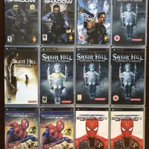 Sony PSP: Silent Hill Shattered Memories, Origins Tekken Spider-Man Web of Shadows, Manhunt 2, GTA Vice City Stories Scarface, X-Men Origins Wolverine