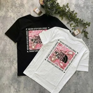 TNF // Футболка THE NORTH FACE PinkBox // Большой Принт Розовый Квадрат ТНФ