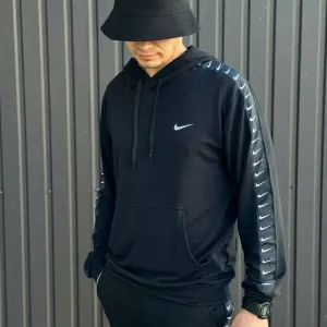 Кофта Nike з лампасами чорне | Nike кофта чоловіча | кофта найк з капюшоном