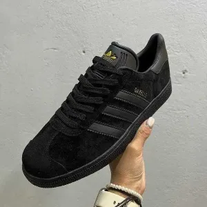 (БЕЗ ПЕРЕДОПЛАТИ) Adidas Gazelle All Black адідас газелі повністю чорні замшеві кросівки з чорною підошвою