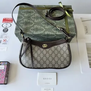 Сумка Gucci Ophidia, жіноча сумка гучі, женская сумка багет, кожаная