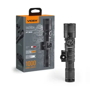 Тактичний світлодіодний ліхтарик VIDEX VLF-AT366 1000Lm з червоним світлом та кріпленням на рамку пікатіні. Відекс 366 фонарік на зброю для військових