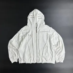 Thug club white zip up зіпка біла таг клаб опіум архів кроп дістрес худі