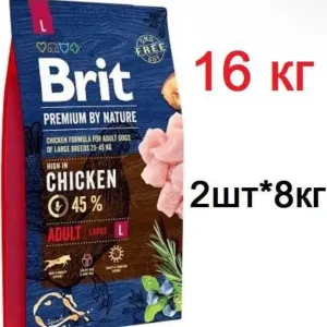 Сухий корм для собак Brit Premium Adult L зі смаком курки 16 кг (8+8 кг)