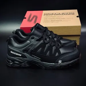 Кросовки Skechers чоловічі Чорні демісезонні кросівки Скечерси мужські Кожані чоловічі кросовки скейчерс Скетчерс