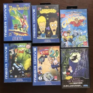 Sega MegaDdive, Genesis: Mortal Kombat, Earthworm Jim, Sonic Cool Spot, Boogerman Tiny Toon, Pitfall Comix Zone Contra Aladdin Streets of Rage