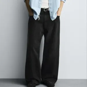 Чоловічі Джинси ZARA Baggy Fit Широкі Нові Чорні Оригінал Широкие Новые Джинсы Мужские Черные Зара