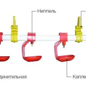Система ніпельного напування довжиною 2 м на 12 напувалок ніпельних