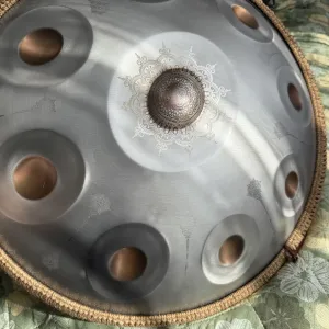 Ханг срібний з мандалами 9 нот | Handpan D Kurd 55 см