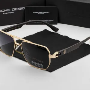 Чоловічі сонцезахисні окуляри Porsche Design new 2026 | поляризація UV400 | квадратна лінза | футляр в комплекті | металева оправа