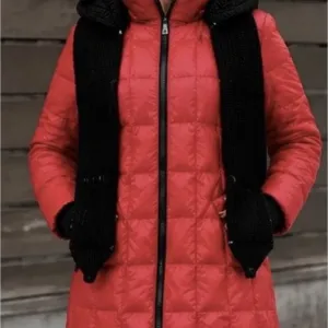 Яскравий жіночий пуховик куртка snow owl m, натуральний пух, червоний