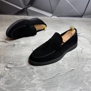 Чоловічі замшеві лофери чорного кольору Bellmor Black якісне взуття