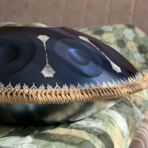 Ханг синій з мандалами 9 нот | Handpan D Kurd 55 см