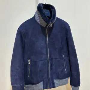 Шкіряна куртка Brunello Cucinelli (M-3XL), чоловіча синя дублянка, пуховик на зиму