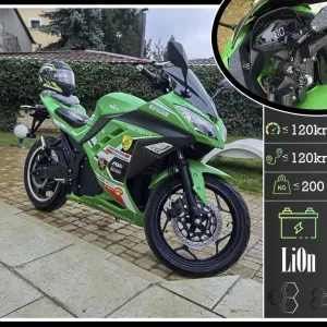 Электромотоцикл Ninja Электробайк 2950W, 45 a Lifepo4 Зеленый