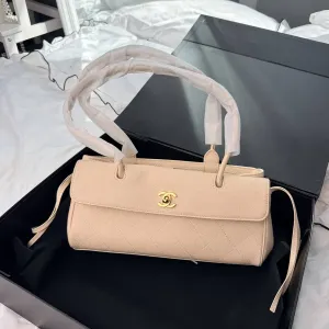 ‼️Premium ‼️Chanel Top Handle Flap Bag Cream / женская кожаная сумочка / сумочка шанель белая