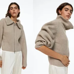 H&M вовняний кардиган зіпка, светр з коміром
