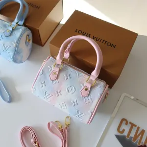 Сумка жіноча рожева блакитна Louis Vuitton Speedy 20 сумочка белая луи витон спиди lv джинсова шкіряна