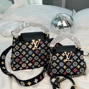 Сумка Louis Vuitton Capucines BB Black Multicolor Embroidered Monogram