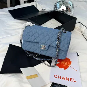 Сумка Chanel Classic Flap 25 Blue Denim Silver Hardware