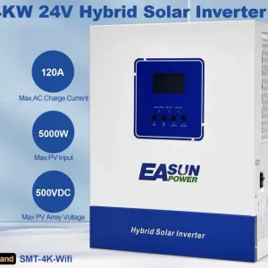 Гибридный солнечный инвертор EASUN POWER 4 кВт (4000 Вт) с MPPT 120А  входом 500В DC  выходом 220В AC 24В DC чистая синусоида  Wi-Fi