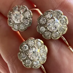 Серьги и кольцо  Малинка 583пр,с якутскими бриллиантами
