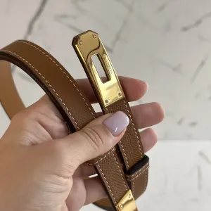 Ремінь Hermes Kelly натуральна шкіра, Belt epsom, пояс ермес келлі, ремень эрмес келли натуральная кожа gold коричневий