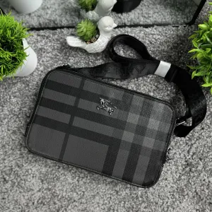 Сумка Burberry мужская черная спортивная сумка Барбери через плечо кожаная барсетка Барбери | Сумка чоловіча шкіряна Burberry через плече чорна
