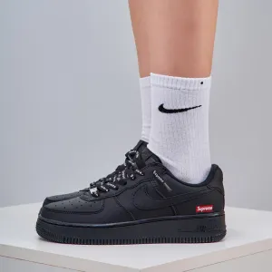 Кросівки Кроссовки Nike Air Force 1 x Supreme Black Чорний Чёрные повсякденні